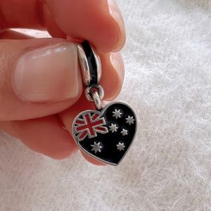Authentic Retired Pandora Australia Heart Flag Dangle Charm